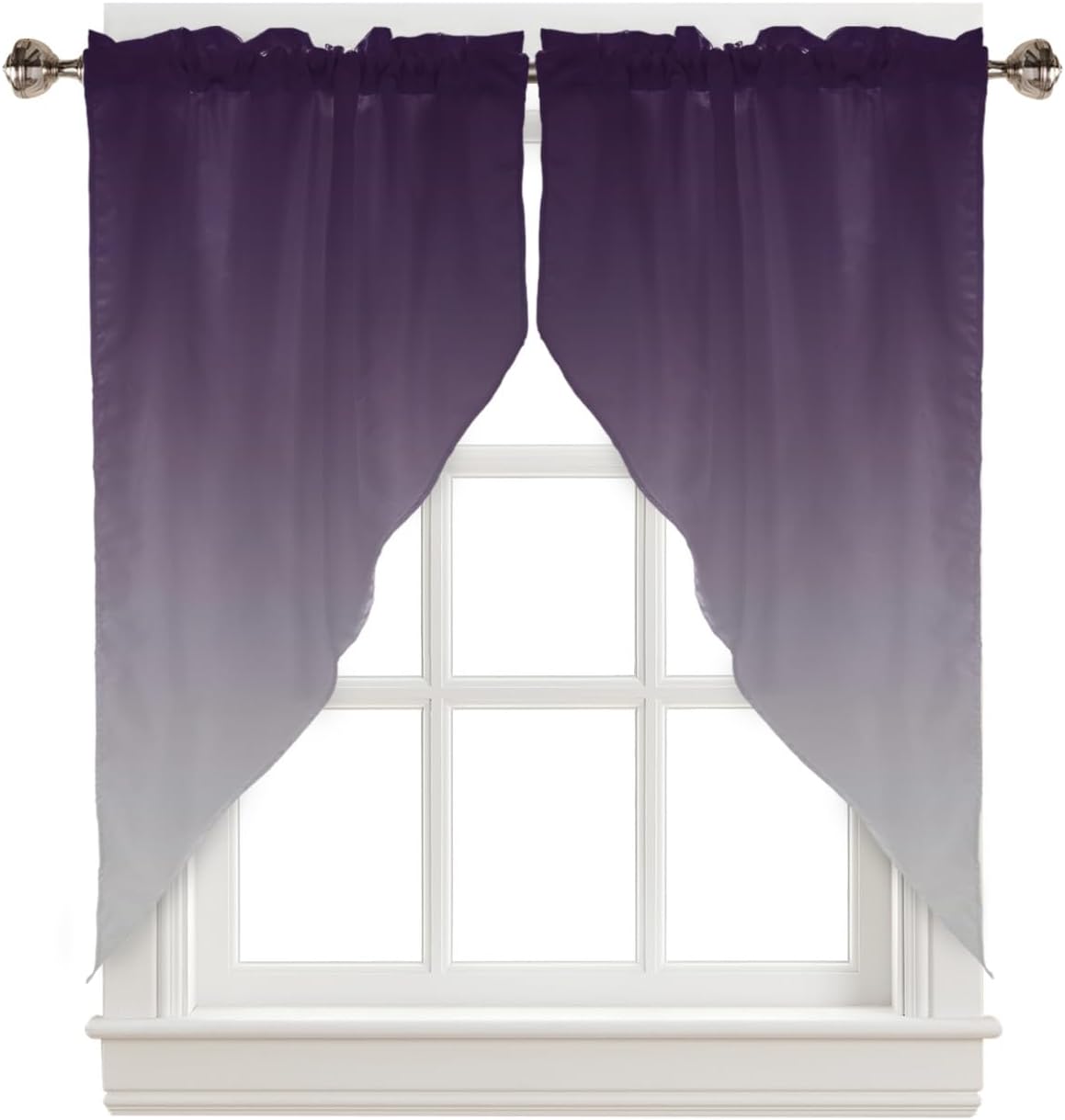 Cenefas con festón para ventanas, cortinas de ventana de cocina gris lavanda con bolsillo para cortinero, cortinas para ventana sobre el fregadero,
