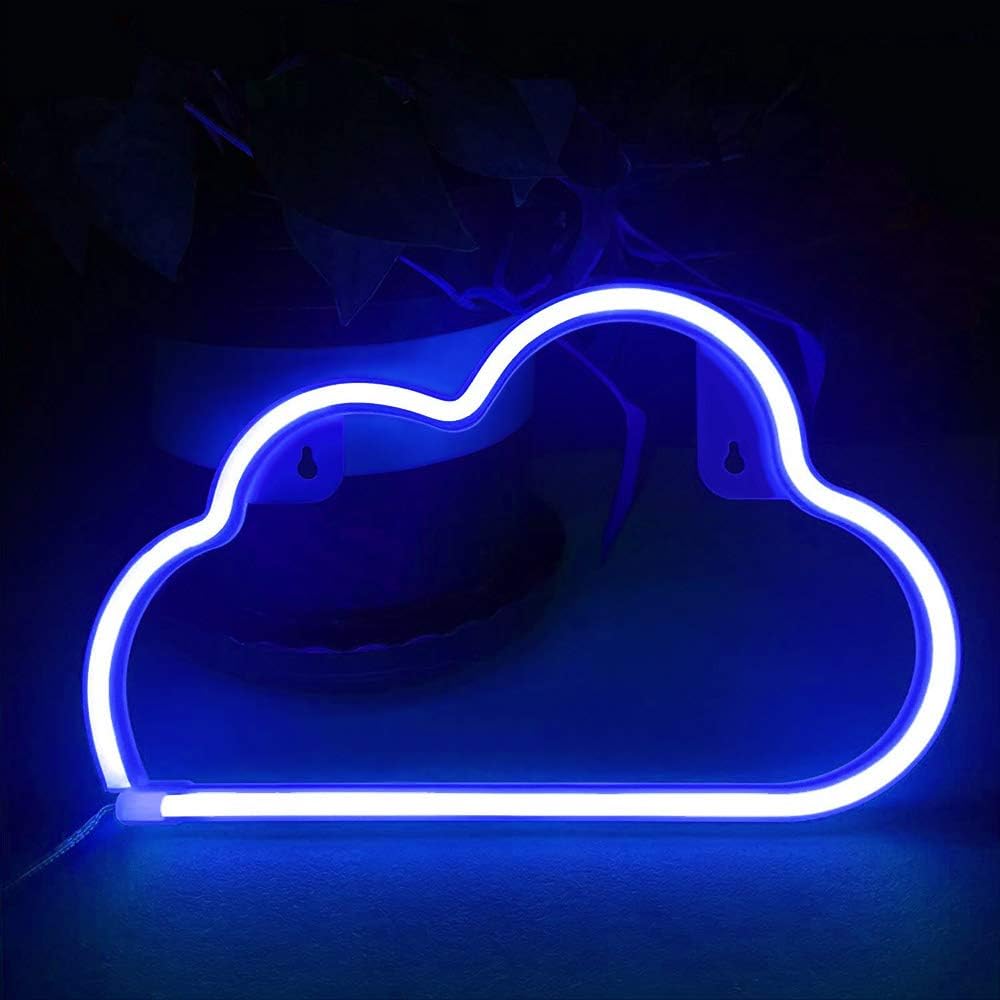 YouOKLight Letrero de nube de neón, luz LED de nube, luces de noche, luces de neón alimentadas por batería o USB, para decoración de pared,