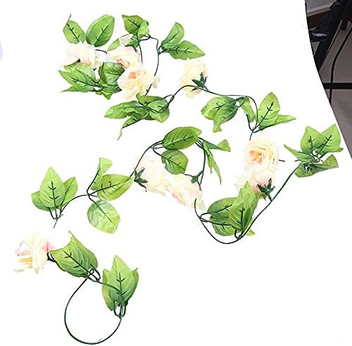 Sunnyskar Flower 2.4m Artifical Flowers Rose Decoration Vine Delicate Artificial Leaf Garland Plant Vine Fake Wedding Parties Decor Supplies –