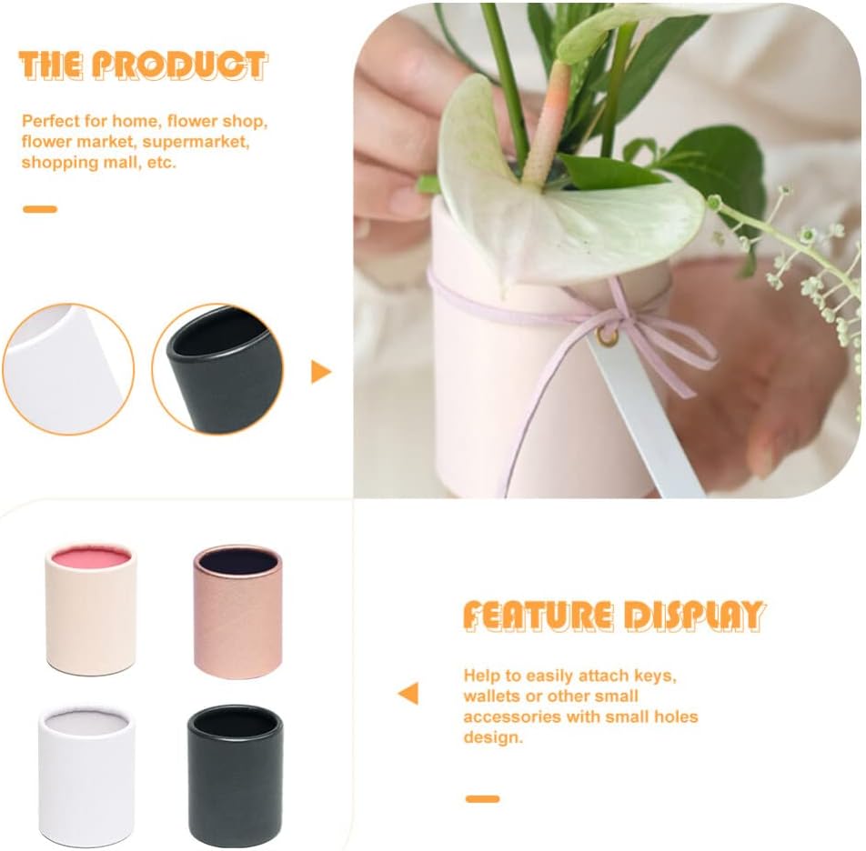 EXCEART Organizador con tapa 4pcs Cilindro de cartón, Caja de papel de flor de embalaje cilíndrico, Tubos de cartón Kraft, Cajas de regalo redondas