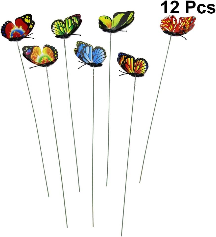 NUOBESTY Decoración de estacas de jardín de mariposas, mariposas falsas, decoración de patio, estacas de mariposas 3D para interiores y exteriores,