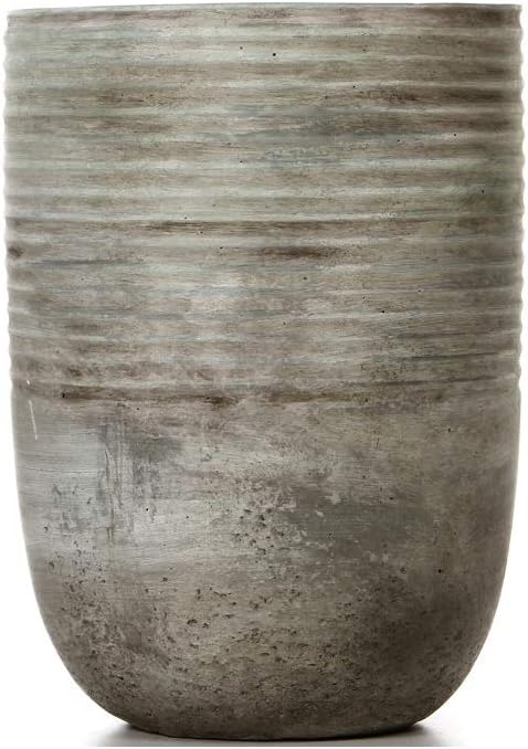 Hosley Maceta de cerámica de mediados de siglo con diseño gris moderno, 7.68 pulgadas de alto. Regalo ideal para bodas, decoración contemporánea,