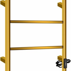 Calentador de toallas eléctrico para baño, 23.6 x 15.7 pulgadas (cuadrado), toallero térmico montado en la pared, 4 barras de acero inoxidable, Calentador de toallas eléctrico para baño, 23.6 x 15.7 pulgadas (cuadrado), toallero térmico montado en la pared, 4 barras de acero inoxidable,