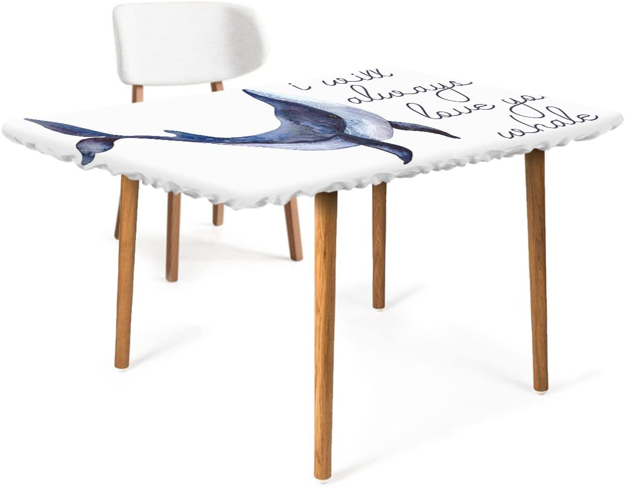 Mantel rectangular con diseño de ballena, elástico e impermeable para mesas de 3 pies, mantel impermeable para fiestas, pícnic, campamento,