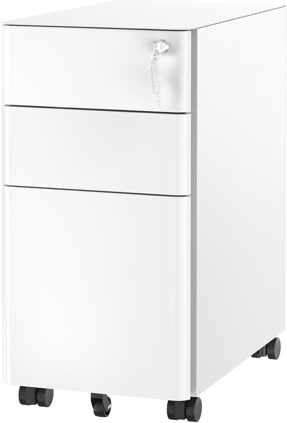 Mount-It! Pedestal de archivos móvil, archivador con 3 cajones, diseño delgado para almacenamiento debajo del escritorio para archivos, carpetas y