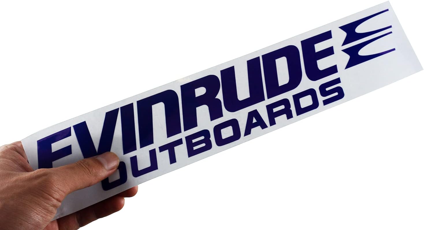 Evinrude – Juego de 2 calcomanías de vinilo para motor fuera de borda de barco (azul)