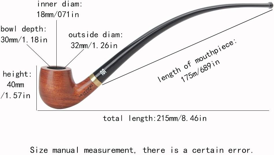 MUXIANG Churchwarden Tubos de tabaco Handmand Pearwood Long Tobacco Pipe 0.118 in Filtros de metal Accesorios de tubería Cuchillo Raspador Cepillo