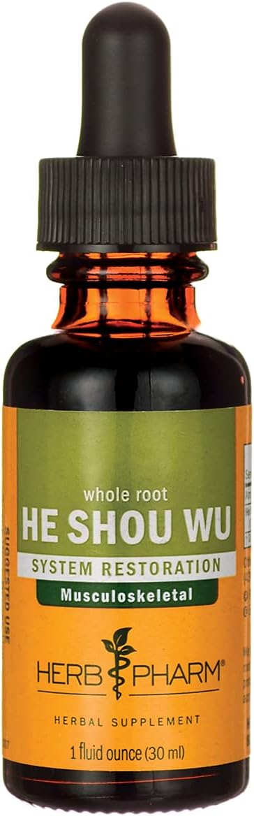 Herb Pharm He (Ho) Shou Wu Extracto líquido para apoyo del sistema musculoesquelético – 1 onza