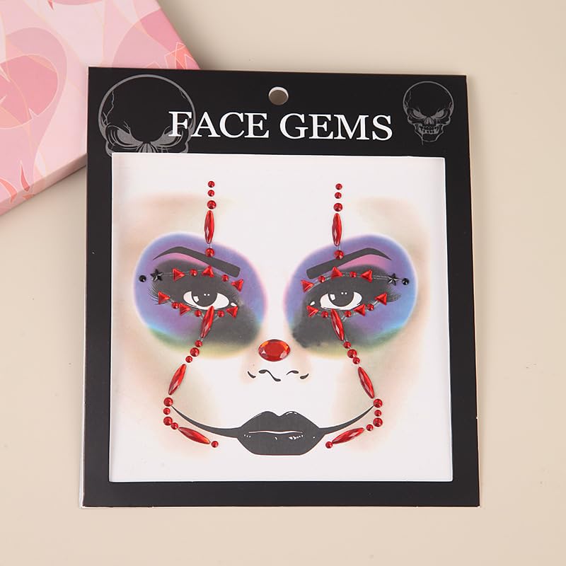 Gemas del Día de los Muertos, joyas de esqueleto para la cara, tatuajes temporales de calavera azucarera para Halloween, cristales de Catrina, joyas