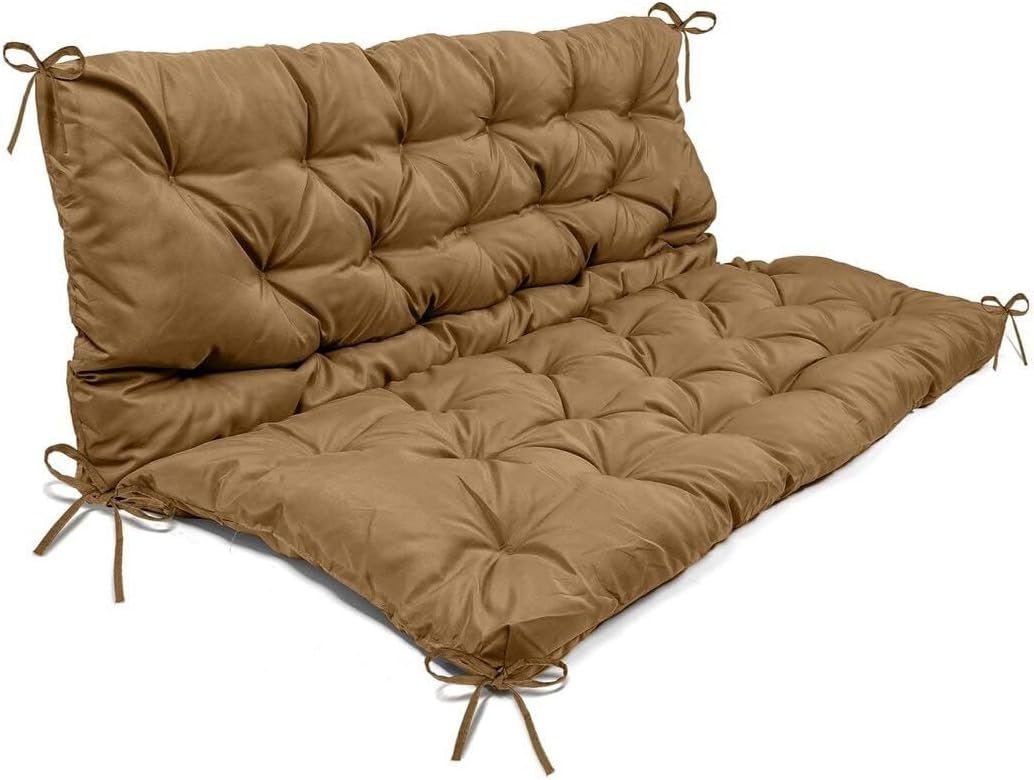 Cojín de repuesto para columpio, cojín de banco exterior con respaldo, cojín de 2 a 3 plazas con 8 lazos para muebles de exterior, cojín de jardín