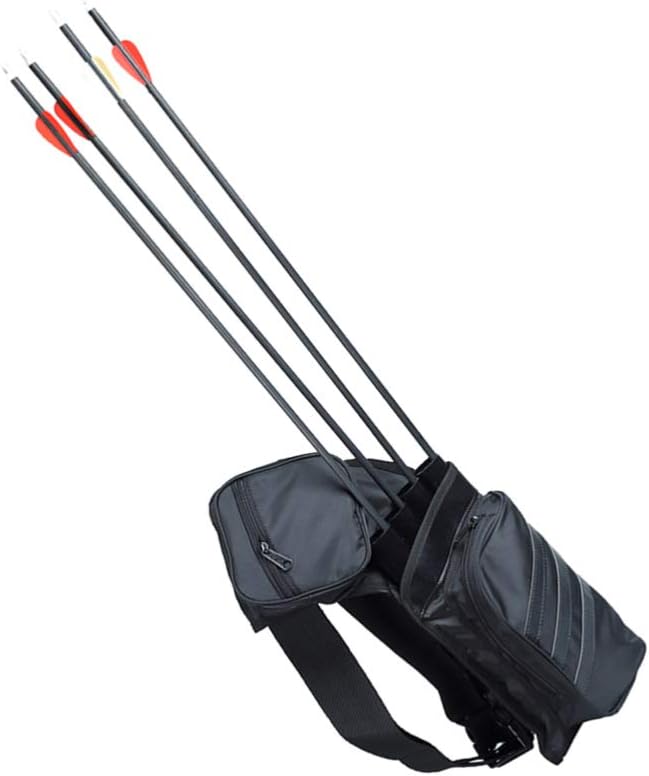 LIOOBO Flecha Carcaj Lado de Arco de la Cadera Carcaj Cintura Flecha Sostenedor Bolsa de Arco Flecha con Bolsillos Target Carcaj Titular (negro)