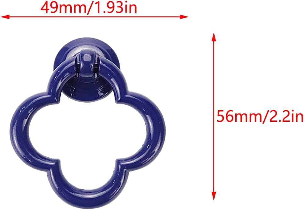 6 tiradores de armario con anillo de caída, pomos decorativos para armario, puerta, armario, aparador, color azul