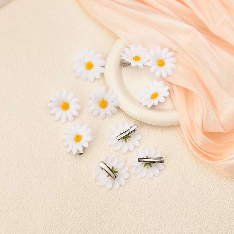 Pinzas para el pelo de girasol de margaritas para mujeres y niñas, pinzas para el pelo de margaritas blancas, pasadores de pelo de girasol,