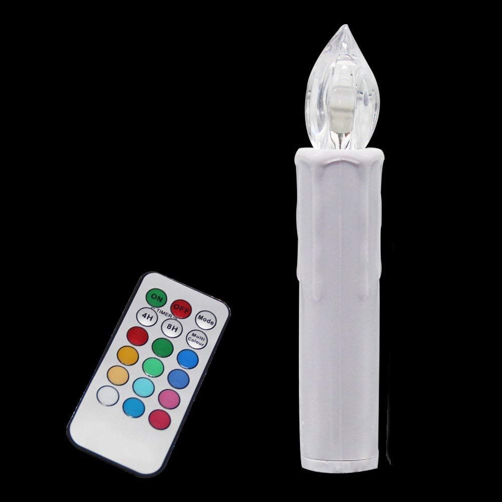 EuroFone Velas LED cónicas de árbol de Navidad con control remoto y clips extraíbles, luz de vela sin llama, efecto de goteo, control electrónico,