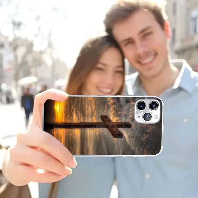 Funda compatible con iPhone 14 Pro  Funda de teléfono retro Dusk Christian Cross funda delgada y suave TPU a prueba de golpes