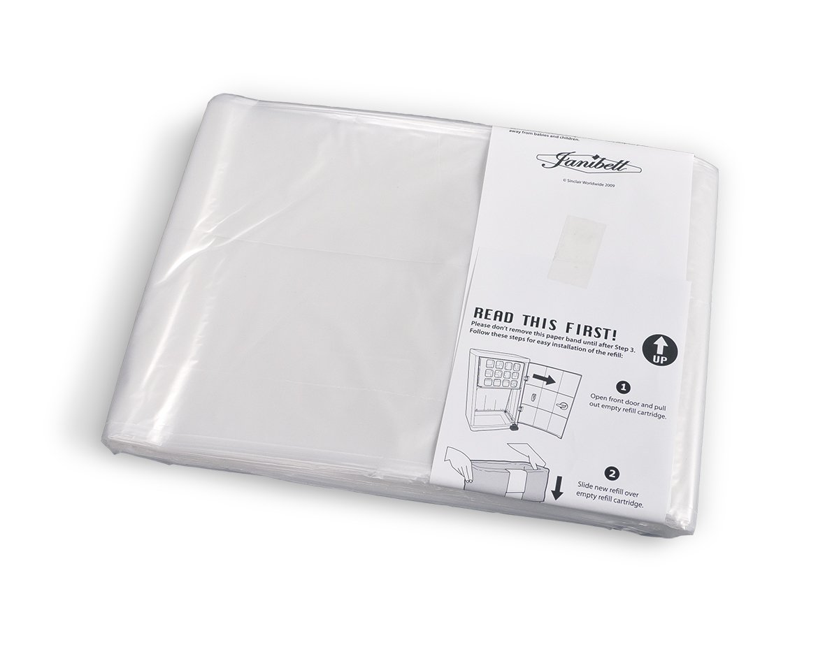Janibell 330R10B – Forro continuo de polietileno para residuos de sistemas de eliminación de residuos serie 330, sello plano, transparente, 0.028 in