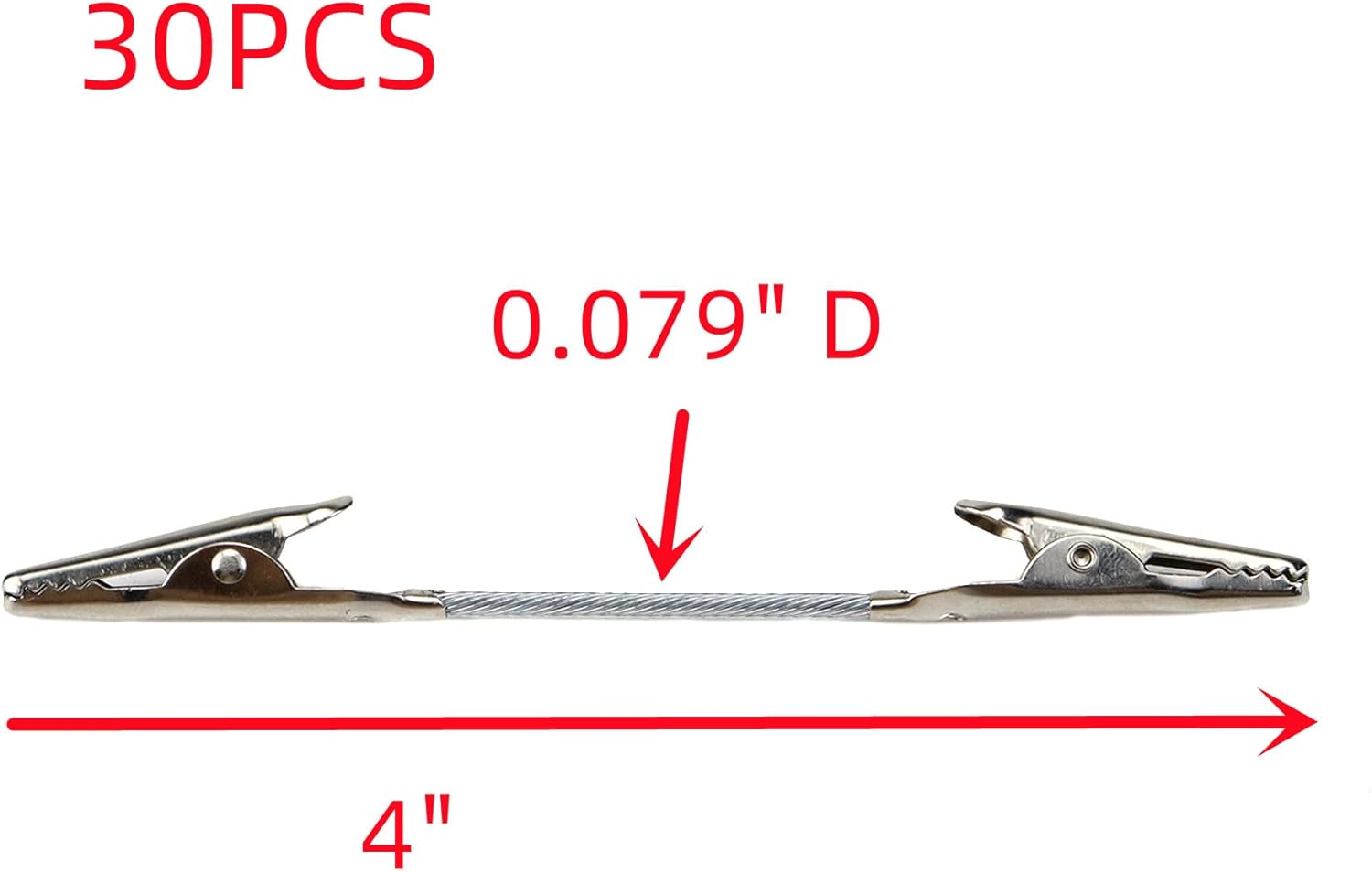 Clips de metal para notas de doble cabeza, clips de cocodrilo, clips de fotos, clips plateados para tarjetas de 4 pulgadas de largo, paquete de 30