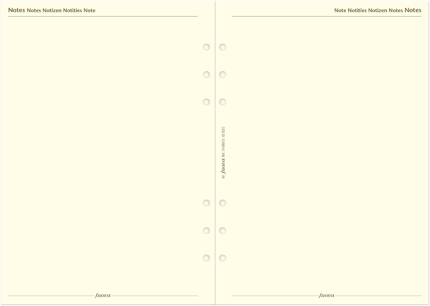 Filofax Recambio de diario de calendario, tamaño A5, vista semanal con citas, papel crema de algodón, multilingüe cinco idiomas, 2024 (C68513-24)