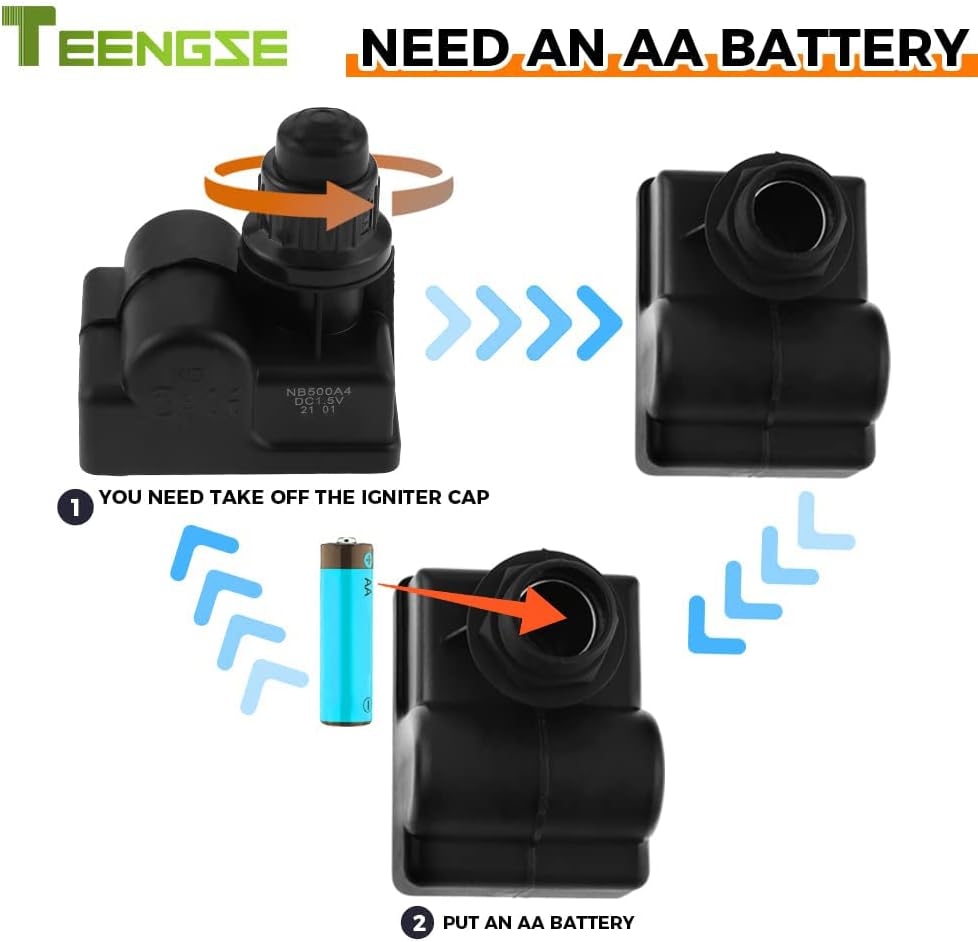 TEENGSE Kit de montaje de encendedor de parrilla, generador de chispas de parrilla de gas, encendedor electrónico de batería AA, encendedor de