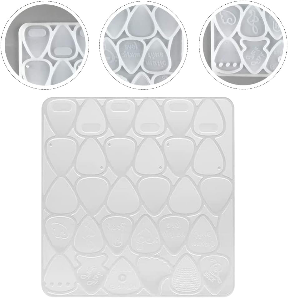 SUPVOX Moldes de resina para púas de guitarra, molde de cristal de silicona, moldes de resina epoxi, molde para llavero, molde para hacer jabón,
