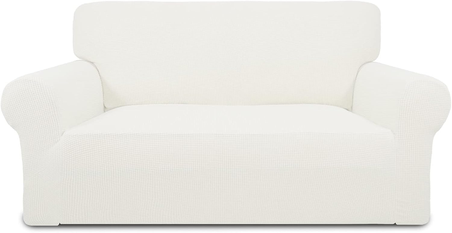 PureFit – Funda elástica para sofá biplaza, suave, antideslizante de jacquard de elastano, protector de muebles lavable con espuma antideslizante y