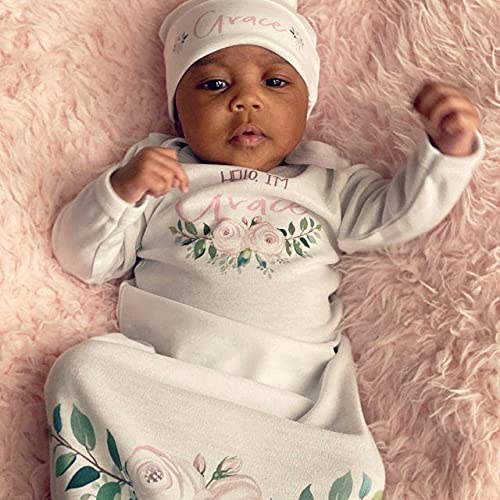 Personalized Newborn Baby Girl Sleeper Gown With Name