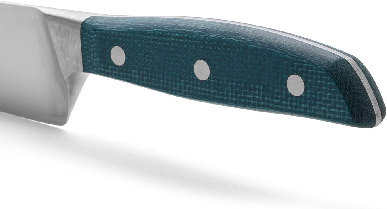 Arcos Cuchillo de chef forjado de acero inoxidable, tamaño 8 pulgadas. Mango profesional de micarta y borde especial de seda y hoja plateada 8.268