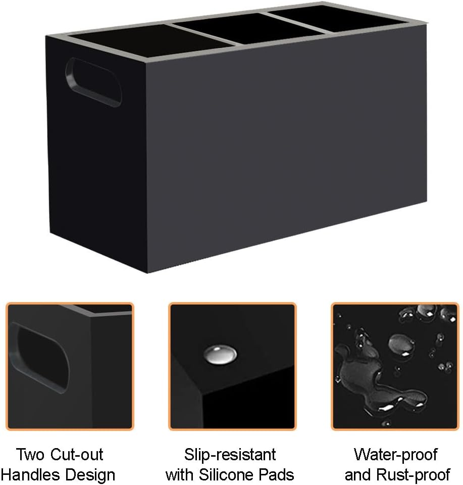 Wuudy Soporte para utensilios, soporte para utensilios de cocina para encimera, organizador de utensilios de cocina de acrílico, con asas, para