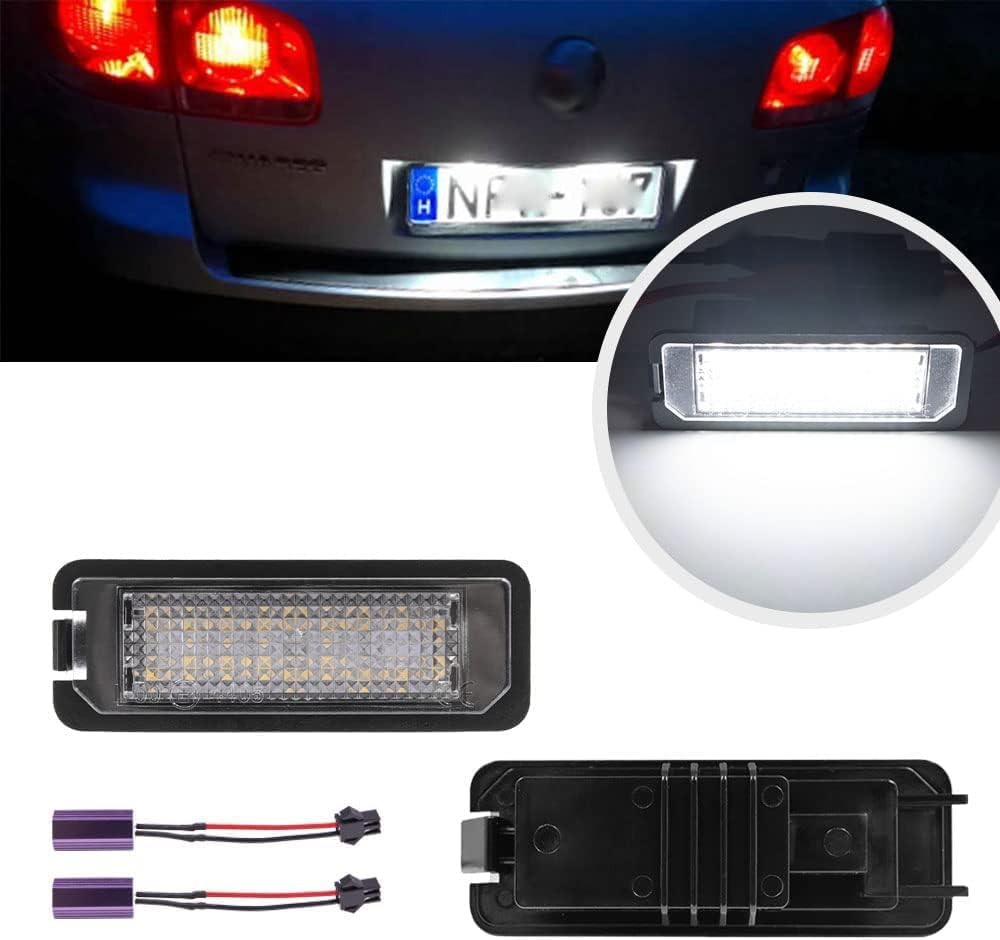 2 luces LED de matrícula para MK5 GTI MK6 MK7 Golf 5 Glof 6 Golf 7 Nuevo Beetle Passat CC Rabbit Eos Phaeton Polo Lupo alimentado por Xenón LED