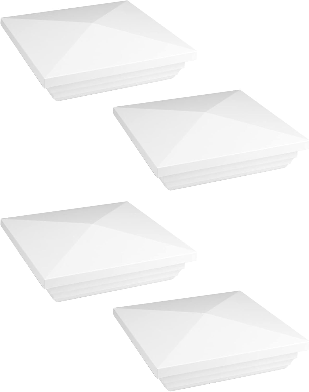 QWORK Tapón para poste de valla de vinilo, paquete de 4 cubiertas superiores de PVC de 4 x 4 pulgadas, cubierta superior para poste de valla