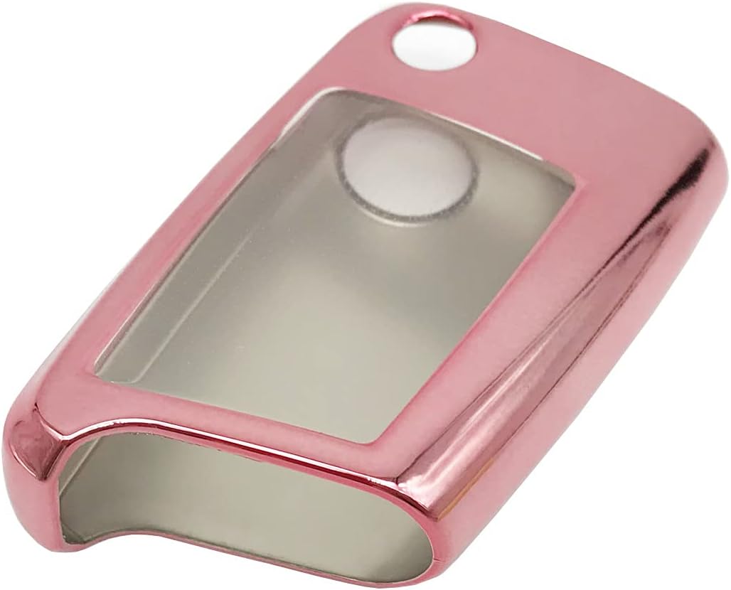 Funda protectora de TPU de 4 botones para llavero Volkswagen VW Tiguan Jetta GTI Atlas Golf Polo sin llave (rosa)