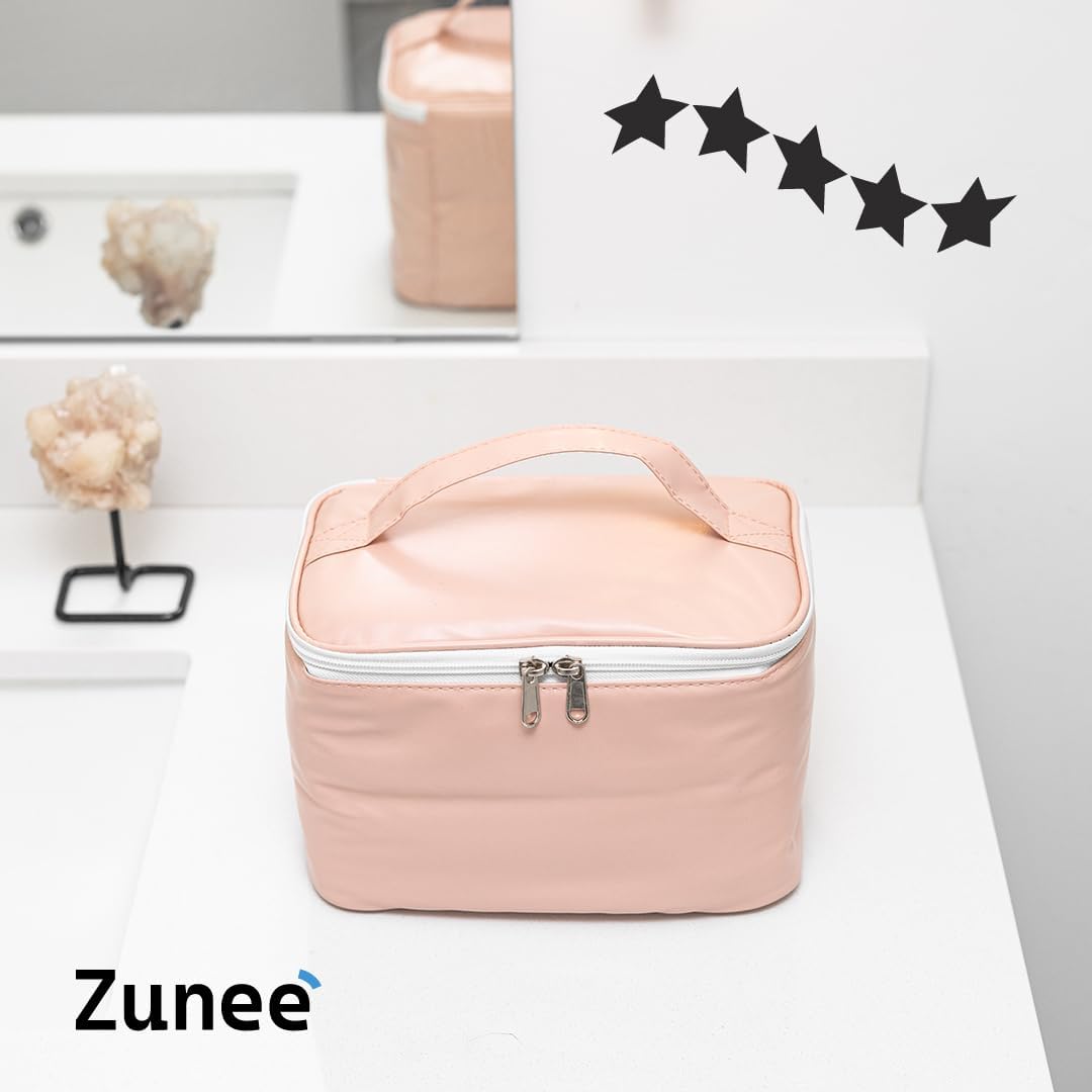Zunee Bolsa de maquillaje  Bolsa de cosméticos portátil  Bolsa de viaje para cosméticos de gran capacidad  Juego de bolsa de maquillaje (1 bolsa
