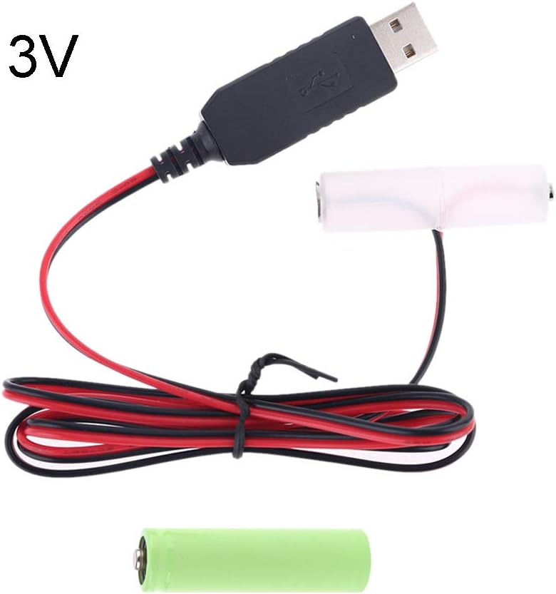 Adaptador de fuente de alimentación del eliminador de batería AA, cable de fuente de alimentación USB de 3.3 ft, 1.5 V – 6 V, 4 tipos para elegir,