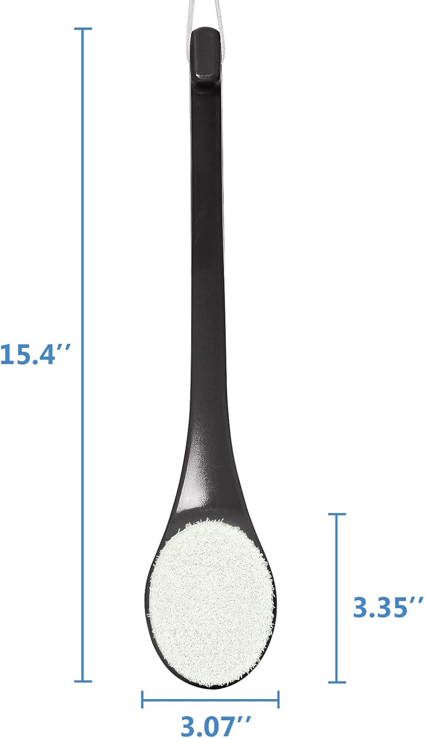 Cepillo de espalda de mango largo para ducha, depurador de cerdas suaves para la ducha, ergonómico curvado de mango largo, cepillo de baño