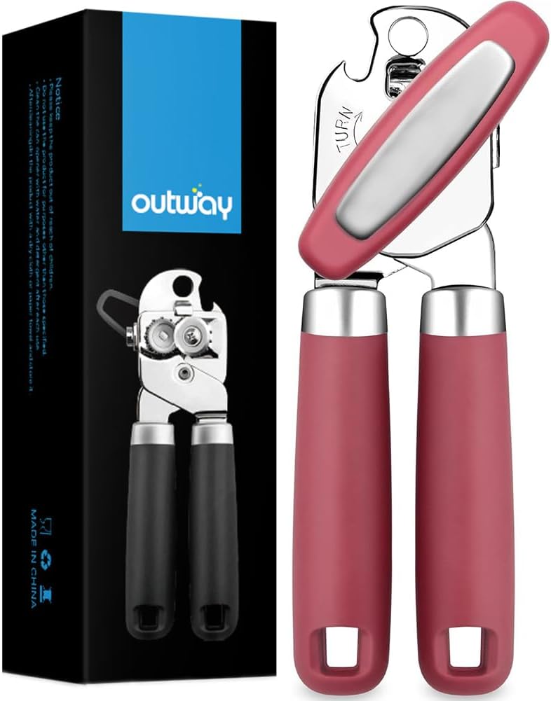 Abrelatas profesional, 3 en 1, multifuncional, manual, abrelatas, abrebotellas, acero inoxidable duradero, resistente, borde liso para cocina, apto