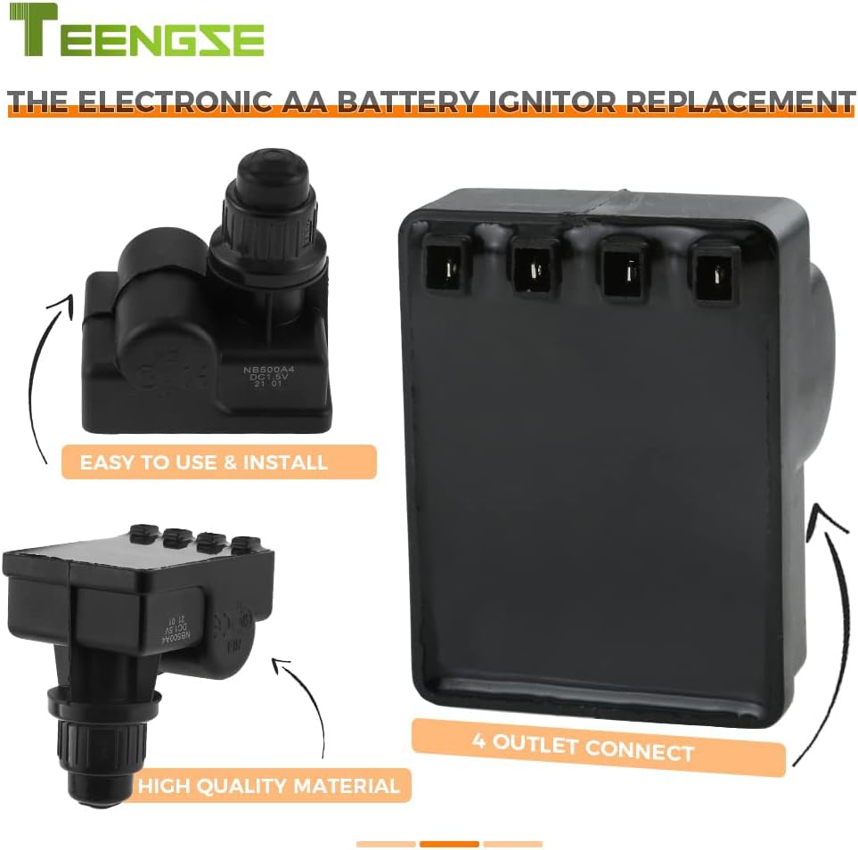 TEENGSE Kit de montaje de encendedor de parrilla, generador de chispas de parrilla de gas, encendedor electrónico de batería AA, encendedor de