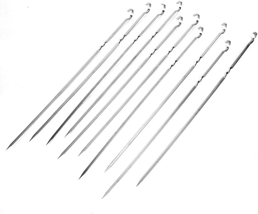 Fydun 10Pcs Stainl Steel Barbe Flat Skewer Grilling Tool for Party Outdoor Activities 10Pcs Stainl Steel Barbe for Family