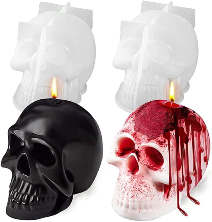 Molde de resina reutilizable de silicona para vela, cubo de hielo de fácil liberación, molde 3D grande para fiesta de Halloween, velas, mousse,