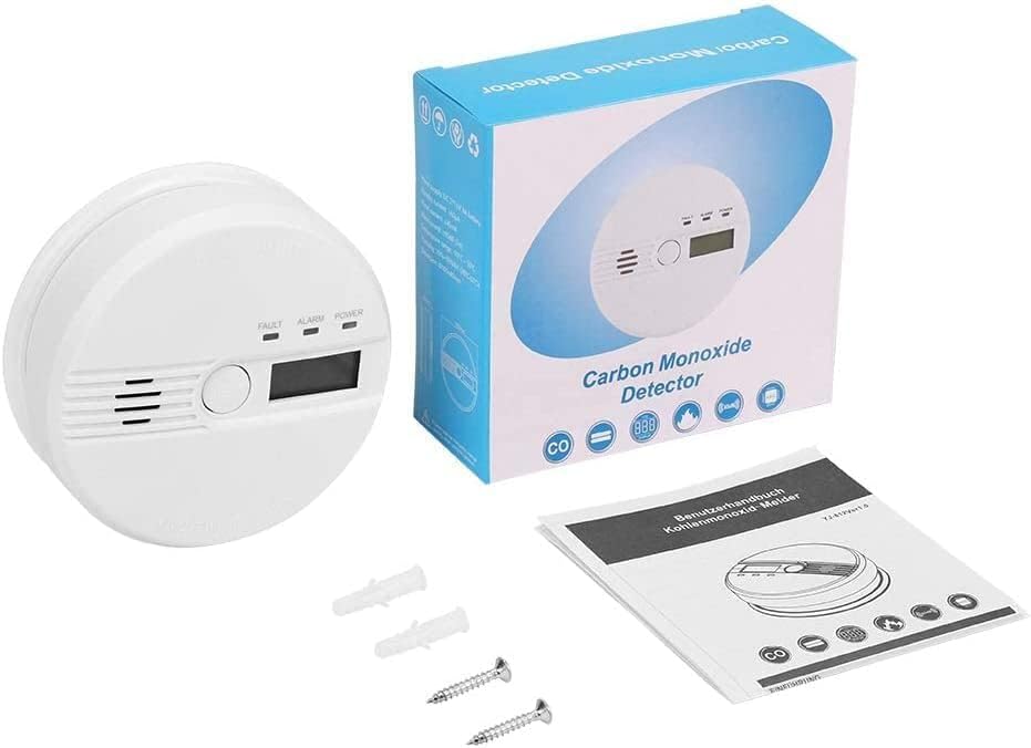 Detector de monóxido de carbono, alarma de 85 dB, botón de prueba, monitor de gas CO, alarma de monóxido de carbono, operación con batería, fácil