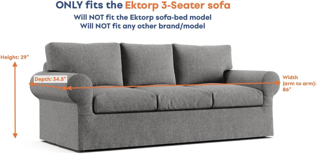 Comfort Works Fundas de sofá personalizadas Ektorp, funda de repuesto compatible con sofá IKEA Ektorp (sofá, marfil)