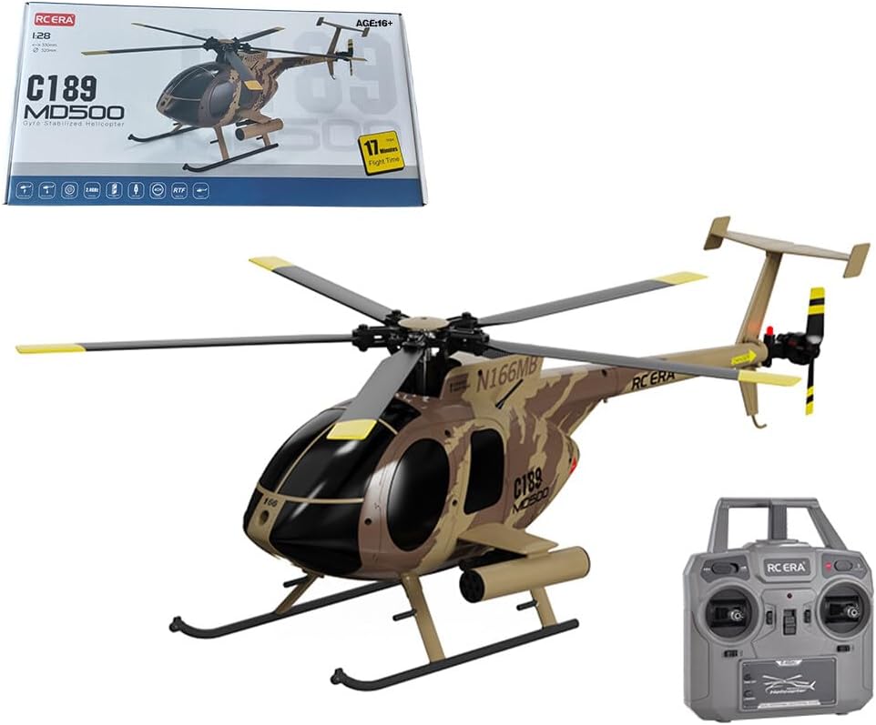 Newcomer Helicóptero RC MD500 C189, modelo de avión 128 2.4G 4CH modelo de helicóptero de un solo rotor, juguetes de helicóptero remoto para niños y