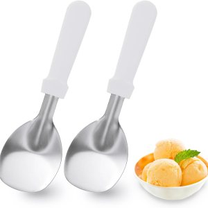 2 palas para helado, pala de acero inoxidable para helado con mango de plástico, resistente y duradera, a prueba de curvas, para uso comercial y 2 palas para helado, pala de acero inoxidable para helado con mango de plástico, resistente y duradera, a prueba de curvas, para uso comercial y