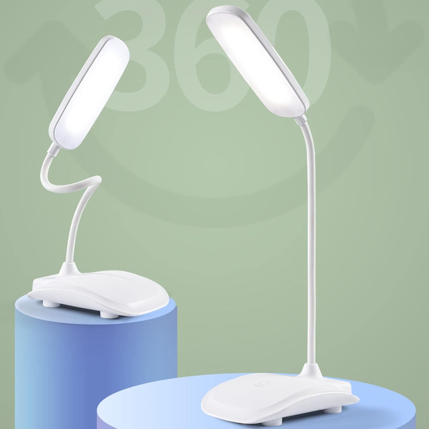 Headerbs Lámpara de escritorio LED, lámpara de mesa de carga USB para la escuela (blanco)