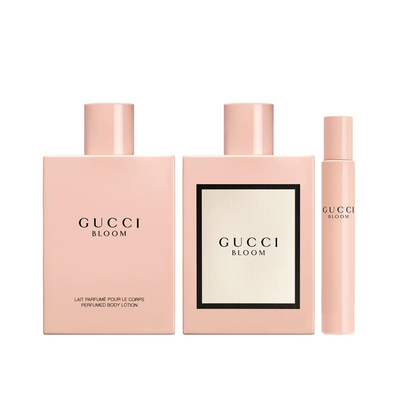 Gucci Bloom – Juego de viaje de 3 piezas para mujer (3.3 onzas Eau De Parfum Spray + Eau De Parfum Spray de 0.33 oz + loción corporal de 3.3 oz)