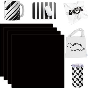 WOWOCUT Hojas de tinta de transferencia infusibles, hojas infuibles de transferencia de calor negras, 4 paquetes a granel, hoja de transferencia de WOWOCUT Hojas de tinta de transferencia infusibles, hojas infuibles de transferencia de calor negras, 4 paquetes a granel, hoja de transferencia de