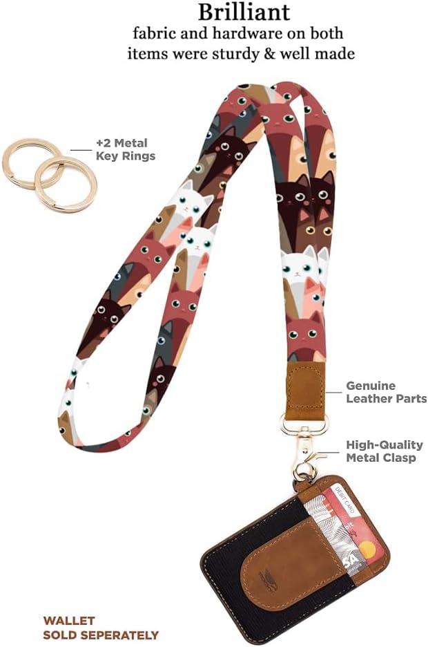 Cordones para llaves, llavero largo duradero para mujeres y hombres, lindo cordón para el cuello para soporte de tarjetas de identificación,