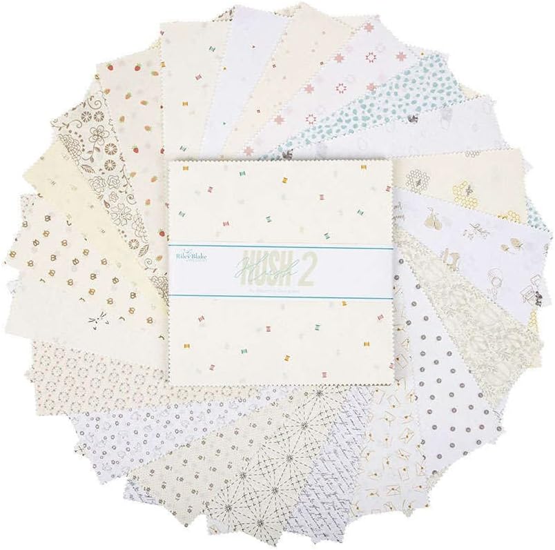 Varios diseñadores Hush Hush 2 10″ Apilador 42 10 pulgadas cuadrados capa pastel Riley Blake 10-12870-42