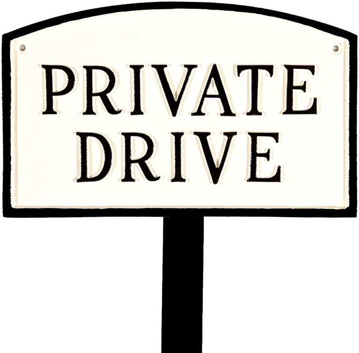 Montague Metal Products SP-12sm-WB-LS – Placa pequeña de arco privado blanco y negro con estaca de césped de 23 pulgadas