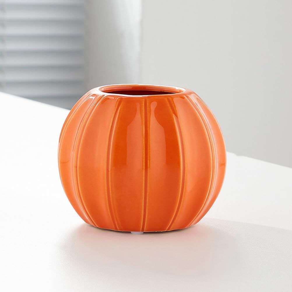 LOGOFUN Maceta de calabaza, jarrón de calabaza, maceta de calabaza naranja, florero de cerámica para cosecha de otoño, Acción de Gracias, Halloween
