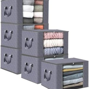 Paquete de 6 bolsas de almacenamiento grandes para ropa, contenedores de almacenamiento plegables, organizadores de armario y contenedores de Paquete de 6 bolsas de almacenamiento grandes para ropa, contenedores de almacenamiento plegables, organizadores de armario y contenedores de